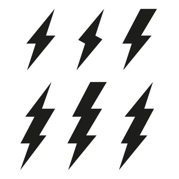 ilustrații de stoc cu icoane fulger. trăsnet. set vectorial - electricitate