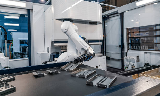 istock Robotic Arm modern industrial technology. Automated production cell. 1030477578