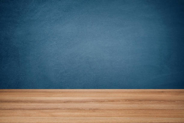 Blue Chalkboard and Wooden Floor