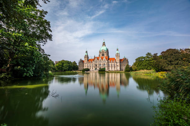 neues rathaus (nová radnice) hannover - dolní sasko/ německo - hannover - stock snímky, obrázky a fotky