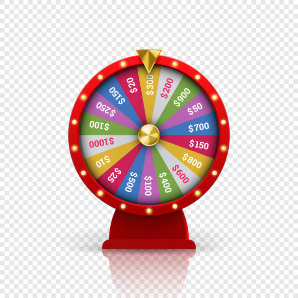 ilustrações de stock, clip art, desenhos animados e ícones de wheel of fortune roulette for gambling lottery game. vector gamble game of chance disk with win-win chance. fortune wheel isolated on transparent background - wheel incentive award winning