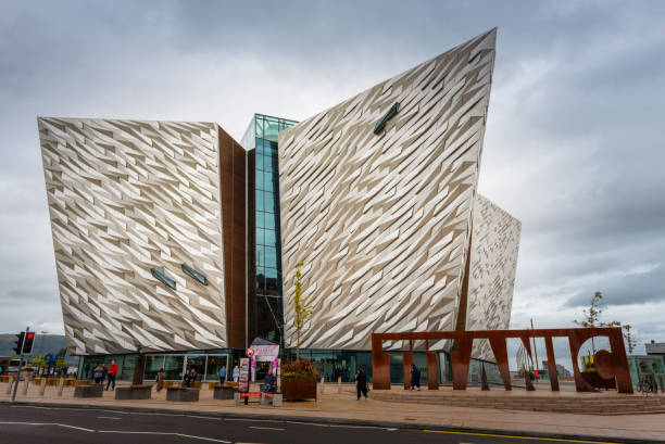 Belfast, Northern Ireland-U.K - July 31, 2018: Titanic Visitor Centre building in Belfast. It shows the story of building up and sinking of The Titanic.