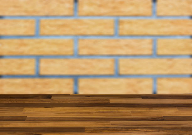 istock Background with empty wooden table. Flooring Texture of natural brick 1030495378