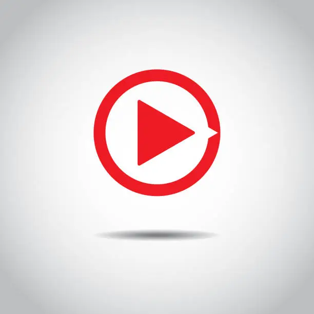 Vector illustration of Red button video player
