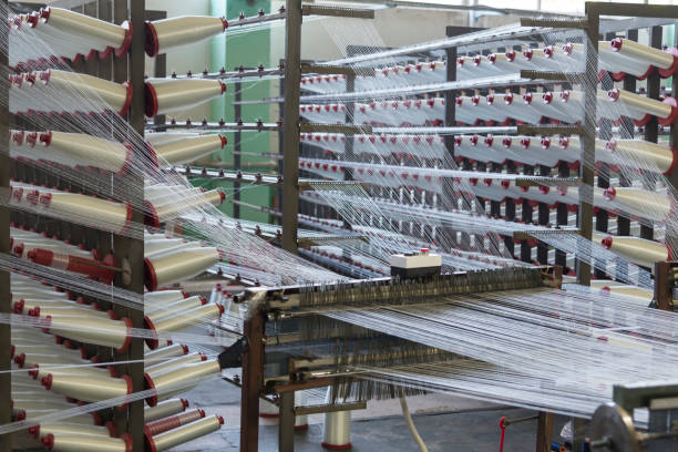 istock Polyethylene filament production at the plant, automated work of machine tools 1030504714