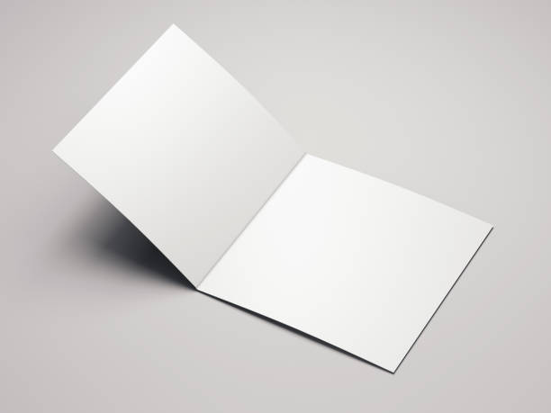 istock Close up of blank white leaflet on light background, 3d rendering. 1030509972