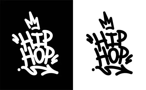 Vector illustration of Hip Hop Tag Graffiti Style Label Lettering. Vector Illustration