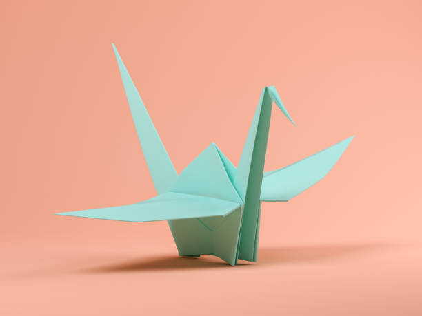 istock Blue origami on pink background 3D illustration 1030521988