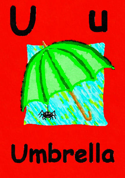 illustrazioni stock, clip art, cartoni animati e icone di tendenza di u è per l'ombrello. impara l'alfabeto e l'ortografia. - help parola inglese