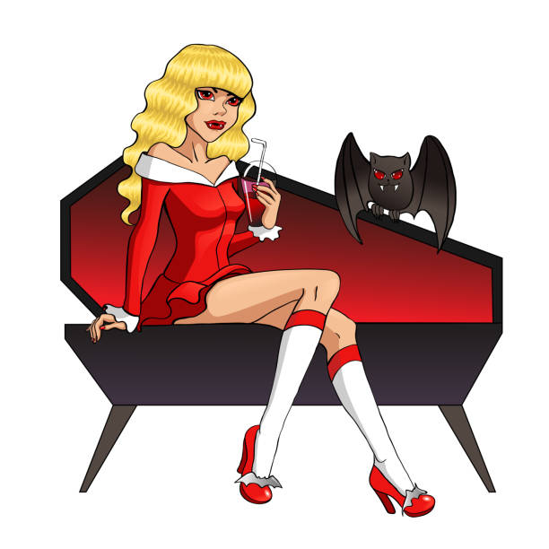 Sexy Vampire Lady. Halloween Vector Illustration with layers Sexy Vampire Lady. Halloween Vector Illustration Eps 8 with layers. male vampire biting his victim stock illustrations