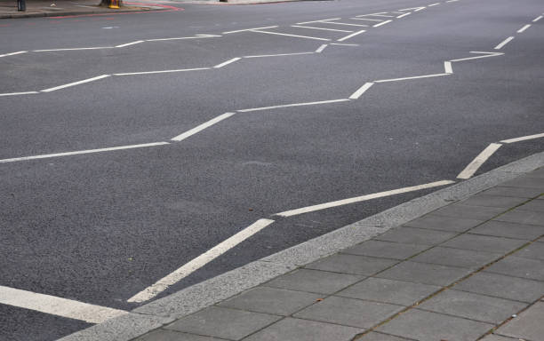 istock Zigzag lines on a British street. 1030534352