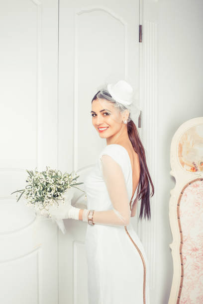 istock Modern elegant bride in vintage dress 1030606438