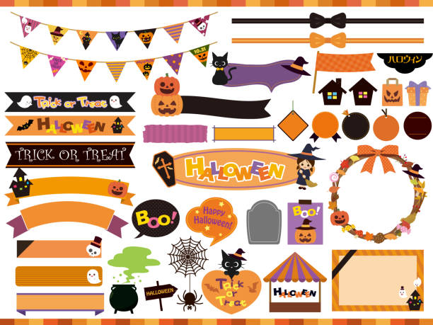 illustrazioni stock, clip art, cartoni animati e icone di tendenza di design di halloween11 - halloween witch domestic cat frame