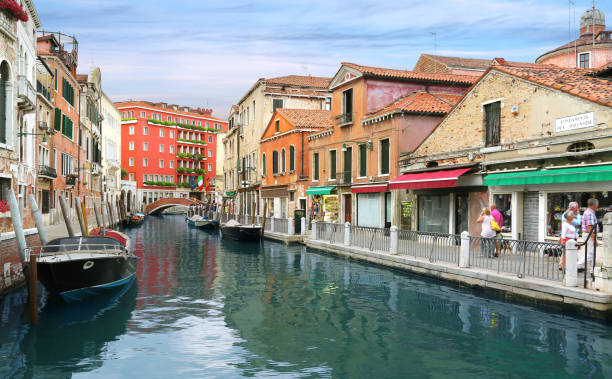 Charming Venetian canal street stock photo
