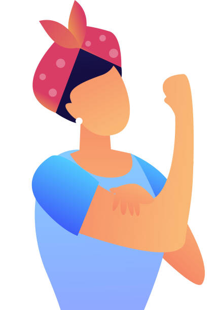 ilustrações de stock, clip art, desenhos animados e ícones de woman showing biceps vector illustration - muscular build bicep women female
