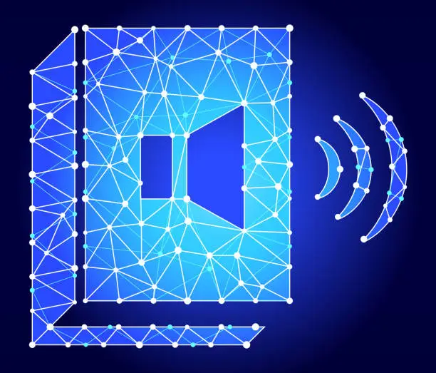 Vector illustration of Audio Book Blue Triangle Node Vector Pattern