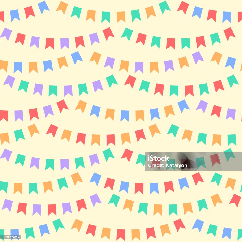 Patterned Flags Colorful Party Flags Bunting Seamless Pattern Vector Stock Illustration ...
