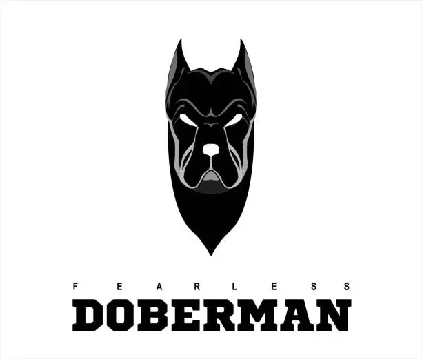 Vector illustration of Fearless doberman, wild dog, k9