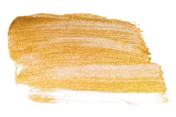 istock Golden watercolor stroke on white. Bright luxury background. 1030684004