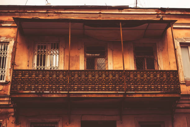 istock Old Tbilisi architecture, window and exterior decor in summer day. 1030699214