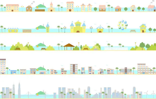 Vector illustration of Illustrations of various kinds of cities