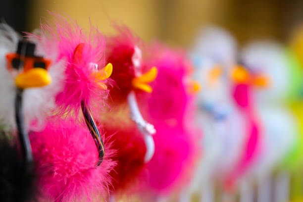 istock bird toy stand on the line ,selected focus 1030708842