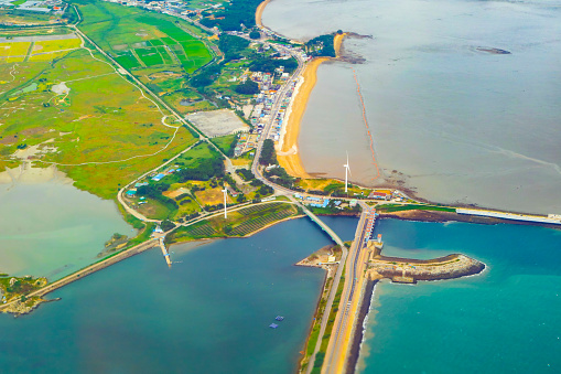 aerial photos view of South Korea island