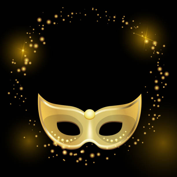 черный блестящий карнавальный фон с золотой маской. - invitation national holiday design black stock illustrations