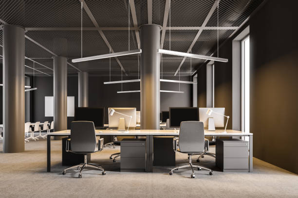 istock Industrial style brown office interior 1030725560