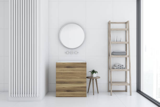 istock White bathroom, wooden sink 1030726016