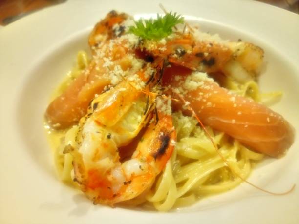 istock Prawn and Salmon Linguine 1030737170