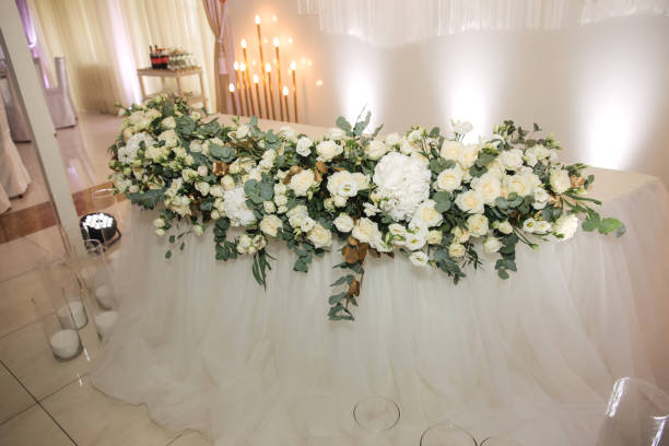 istock Floral decoration on the wedding in restaurant 1030740286