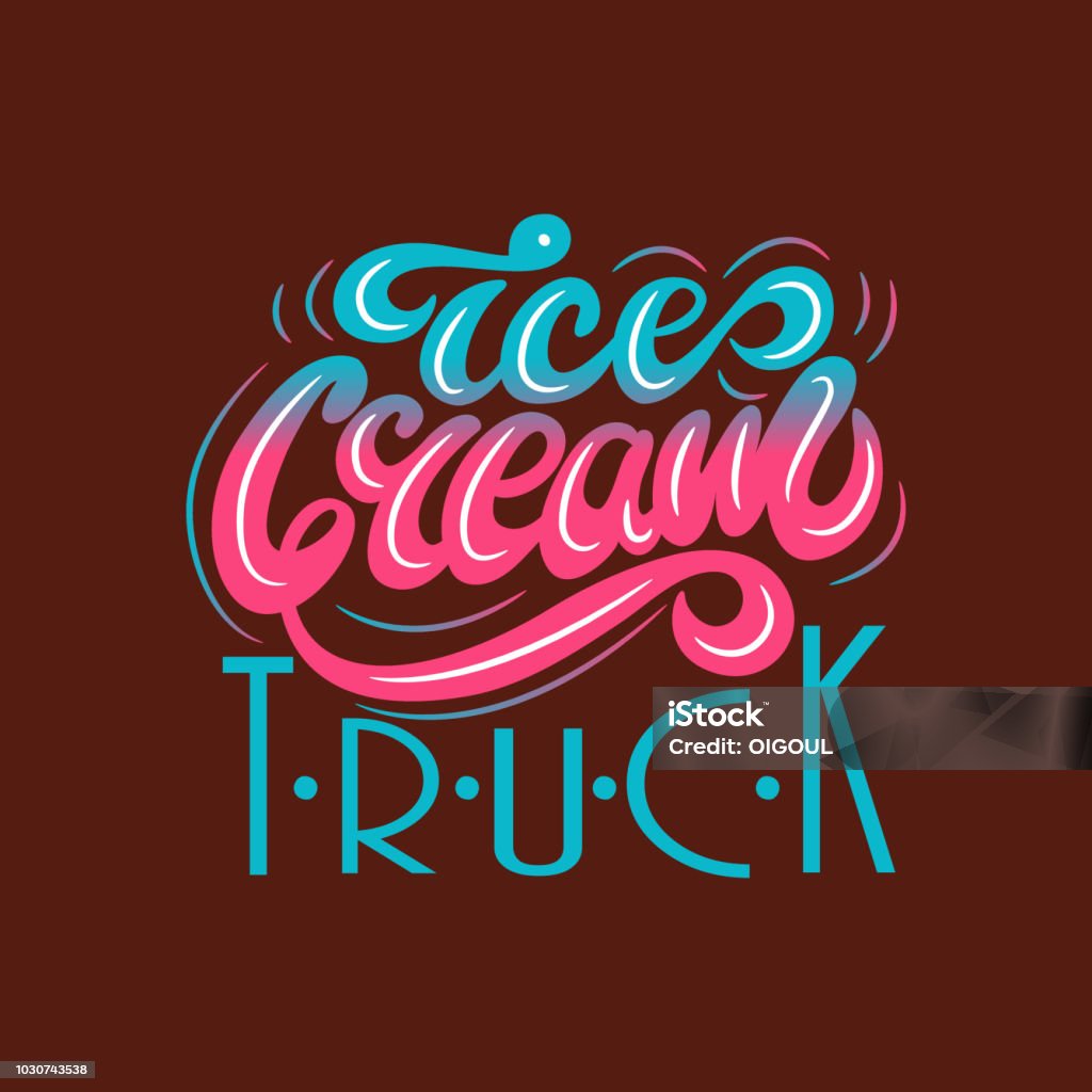 Banner Design with lettering Ice Cream Truck. Vector illustration. Vector illustration with graphic elements and lettering. Ice Cream Truck stock vector