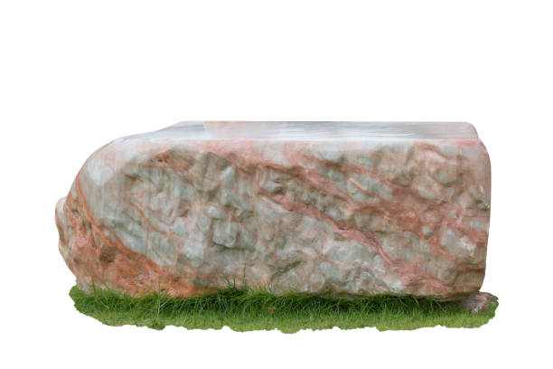 istock chairs made of marble on green grass. Isolated on white background, clipping path 1030748218