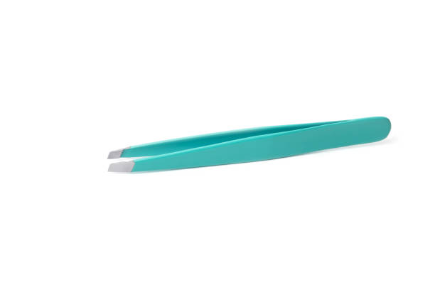 istock Blue-green clean tweezers on white backgroud 1030756642