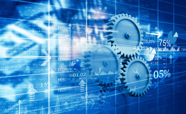 istock Stock market graphs with gears 1030759066