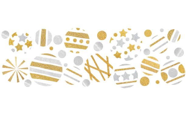 istock Gold and silver glitter christmas balls paper cut 1030759120