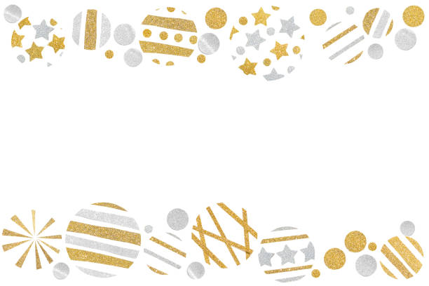 istock Gold and silver glitter christmas balls paper cut 1030759126