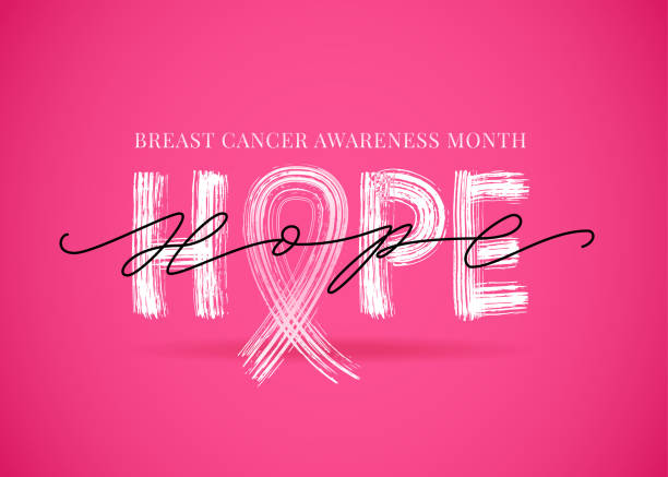 ilustrações de stock, clip art, desenhos animados e ícones de hope word with pink ribbon symbol. breast cancer awareness month. vector illustration. - hope