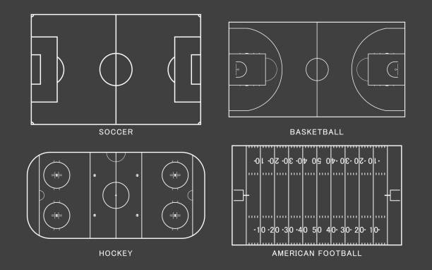 ilustrações de stock, clip art, desenhos animados e ícones de set of sport field. - field hockey