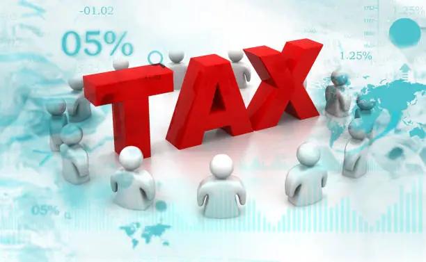 3d render of tax and people