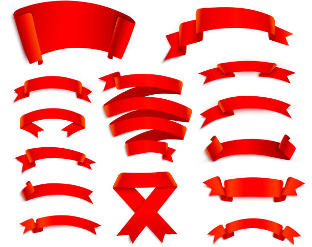 istock Set of red ribbons isolated on white. 1030760050