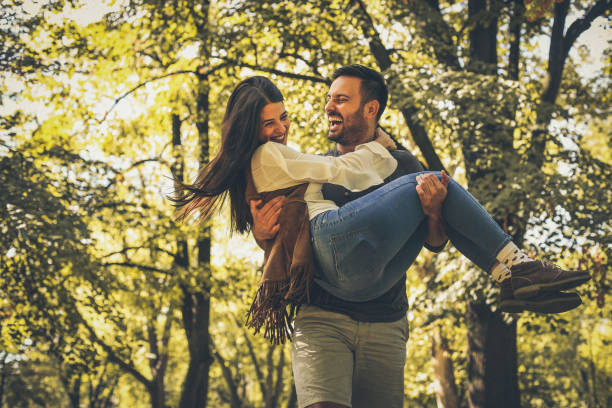 istock Young couple have fun together at nature. 1030766162