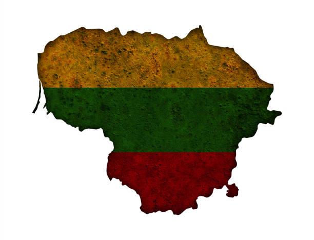istock Map and flag of Lithuania on rusty metal 1030766362