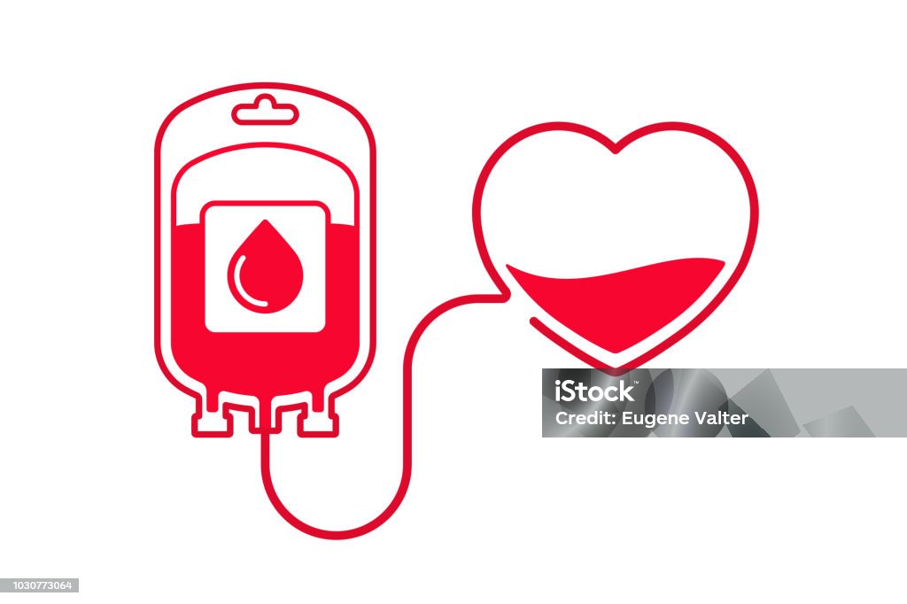Blood donation vector illustration. Donate blood concept with Blood Bag and heart. World blood donor day - June 14. Blood donation vector illustration isolated on white background. Donate blood concept with Blood Bag and heart. World blood donor day - June 14. Blood Donation stock vector