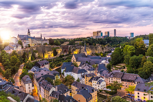 Luxembourg Kirchberg at sunset