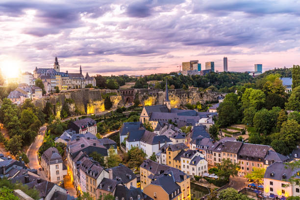 Luxembourg Kirchberg at sunset Luxembourg Kirchberg at sunset luxemburg stock pictures, royalty-free photos & images