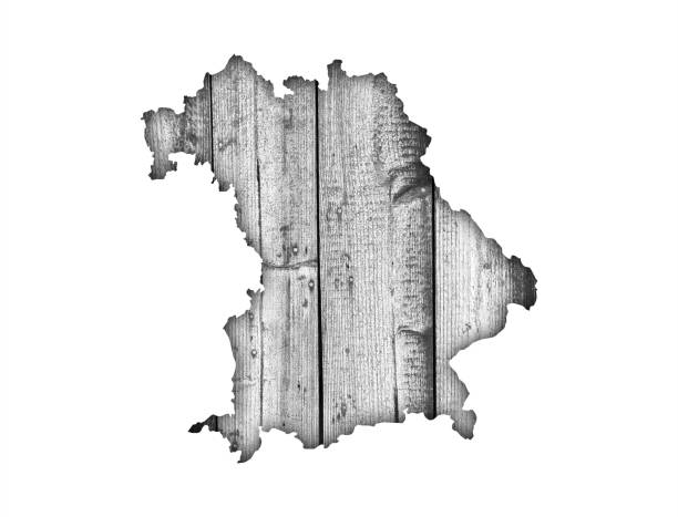 istock Map of Bavaria on weathered wood 1030783402