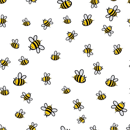 Cute seamless bee pattern vector