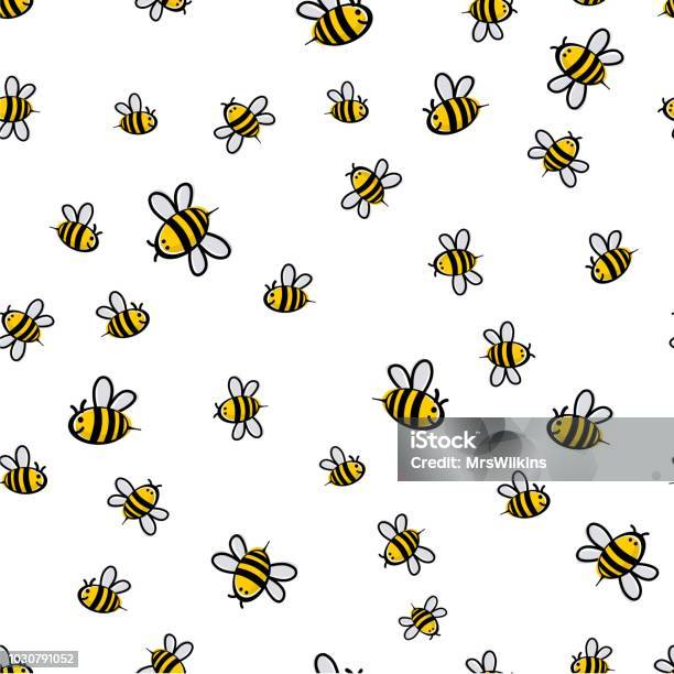Cute Seamless Bee Pattern Vector Stock Illustration - Download Image Now - Bee, Bee Costume, Vector
